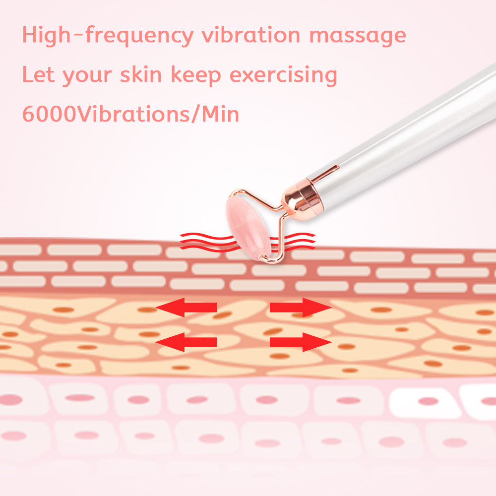 Electric Rose Quartz Jade Roller – Lift, Firm, Glow