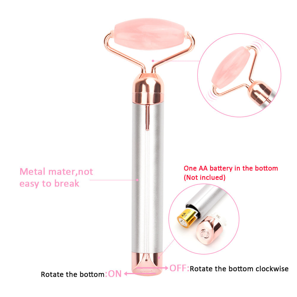 Electric Rose Quartz Jade Roller – Lift, Firm, Glow