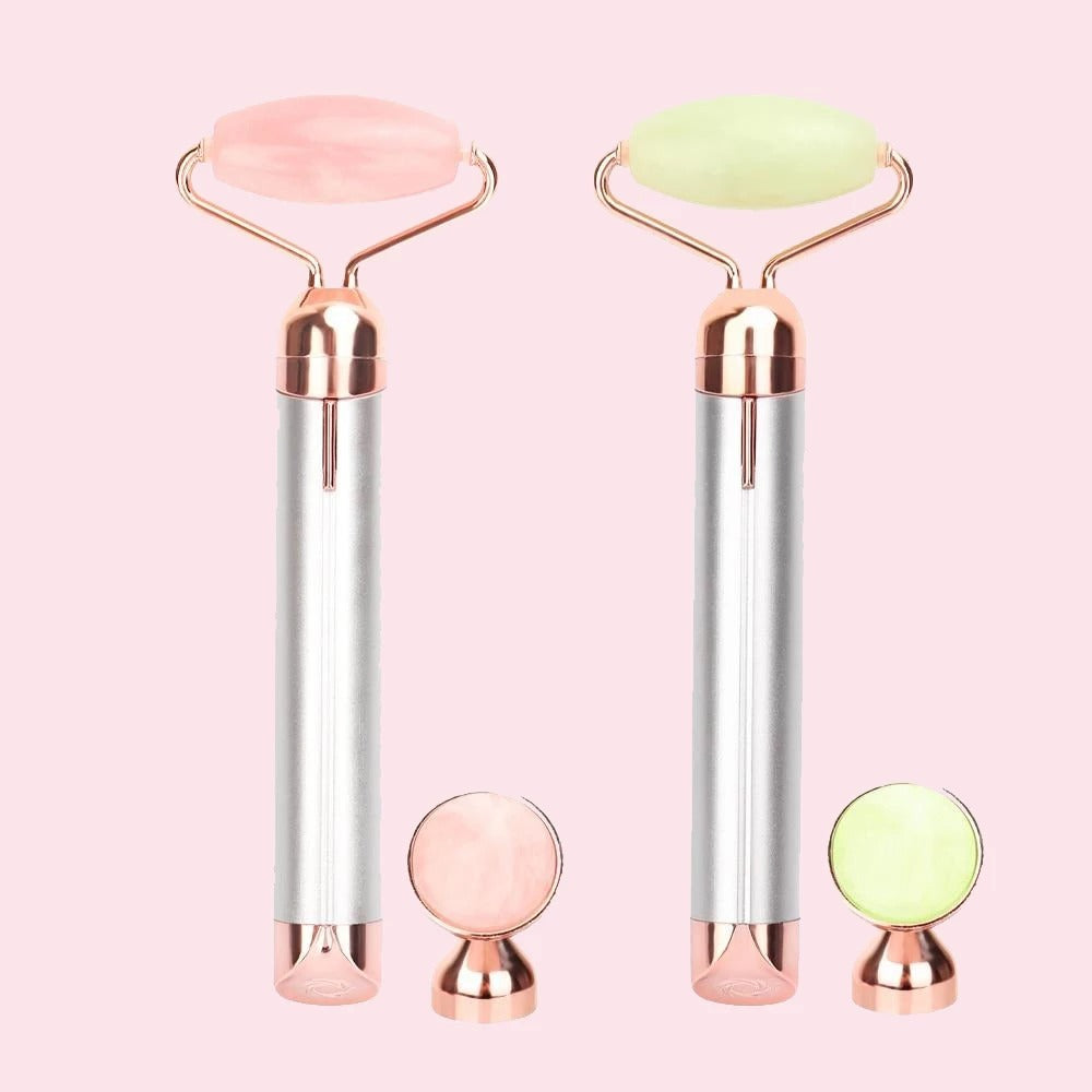 Electric Rose Quartz Jade Roller – Lift, Firm, Glow